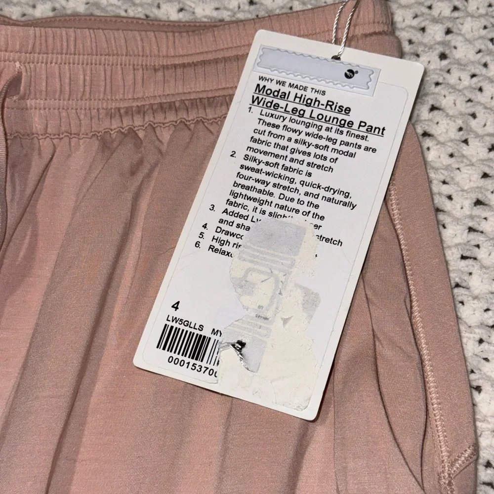 Lululemon Modal High-Rise Wide-Leg Lounge Pant Misty Shell Pink size 4 - Picture 4 of 7